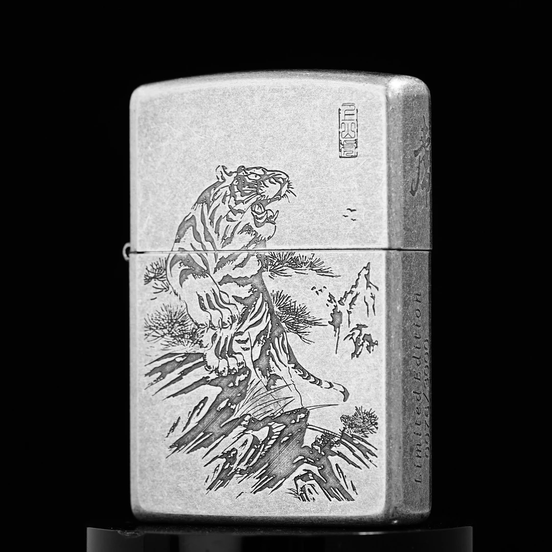 ZIPPO打火机正品/古银常规虎啸-经典雕刻男士收藏防风DYJ1
