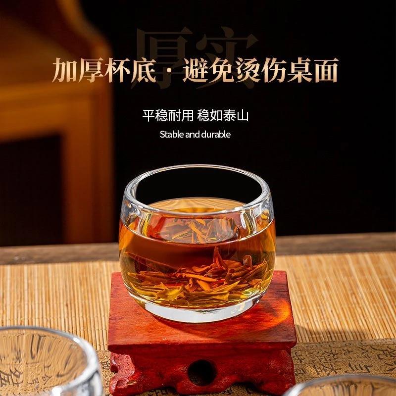 【8只装】加厚扳指杯家用透明主人杯创意加厚茶杯酒杯水杯玻璃杯