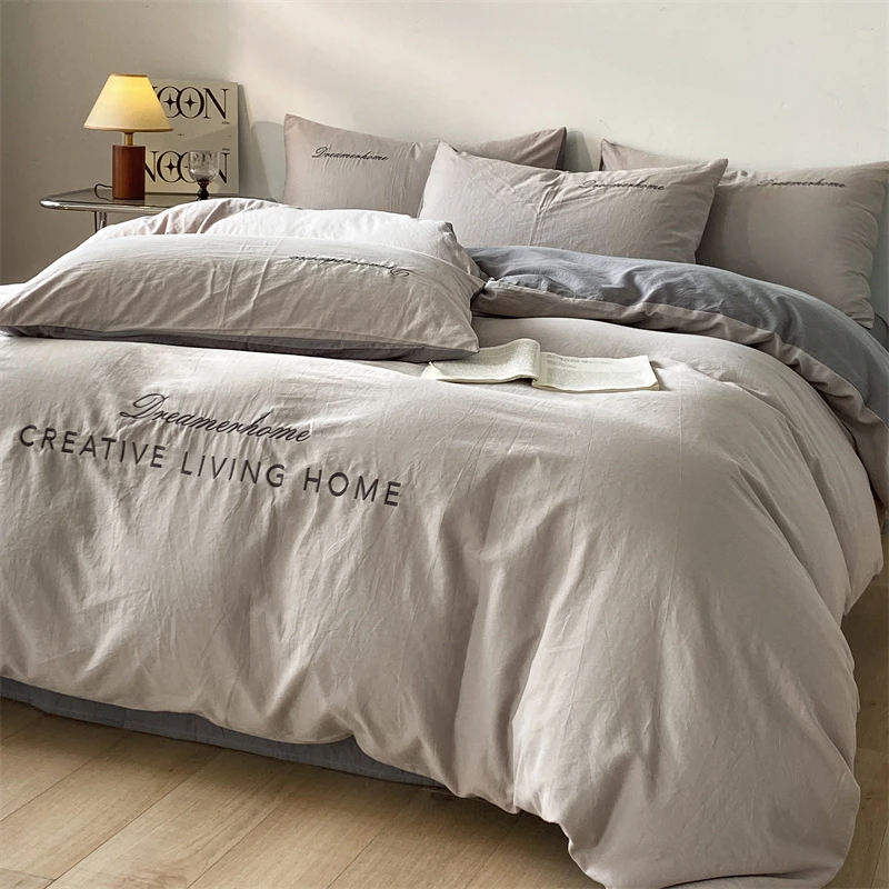 轻奢全棉刺绣四件套100%纯棉床单四季通用纯棉被套床上用品