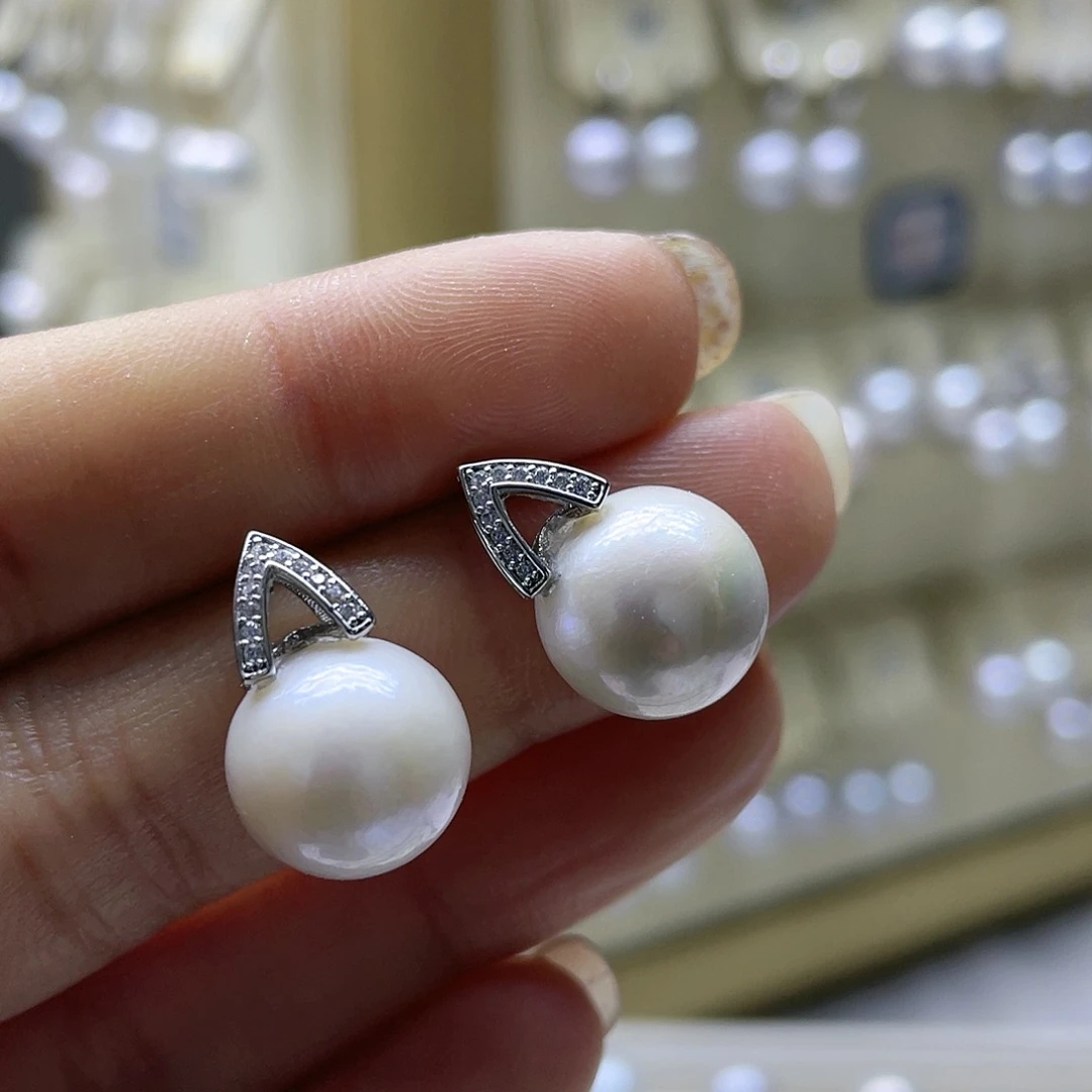 淡水珍珠耳饰银S925镶嵌