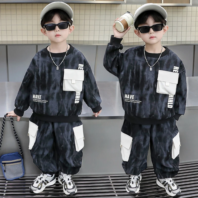 男童卫衣套装春秋装2025新款韩版儿童秋季运动衣服男孩宝宝潮酷帅