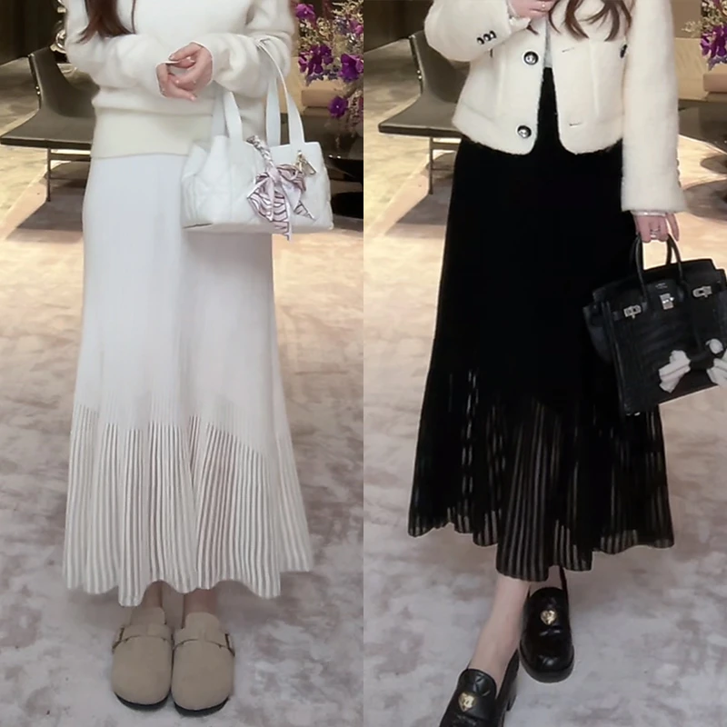 【mimius】七七 摇曳人鱼姬～羊毛竖坑条显瘦鱼尾半裙F09339