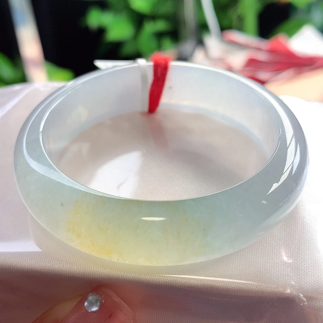 未镶嵌手镯翡翠54-55圈口冰糖黄翡超冰一眼万年18号