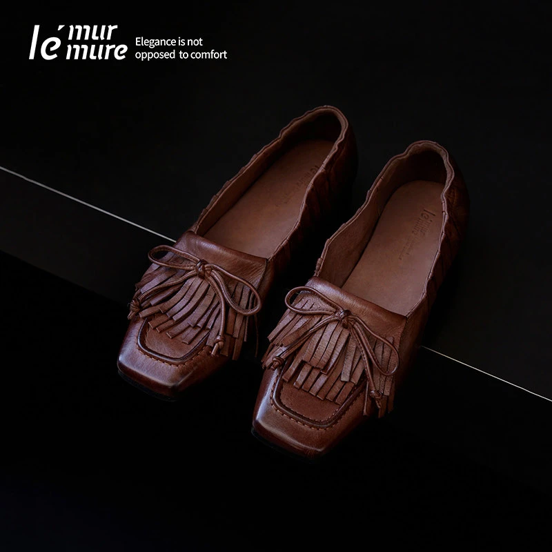 Le' Murmure 布尔乔亚漫游者流苏植鞣水洗一脚蹬懒人乐福鞋zb