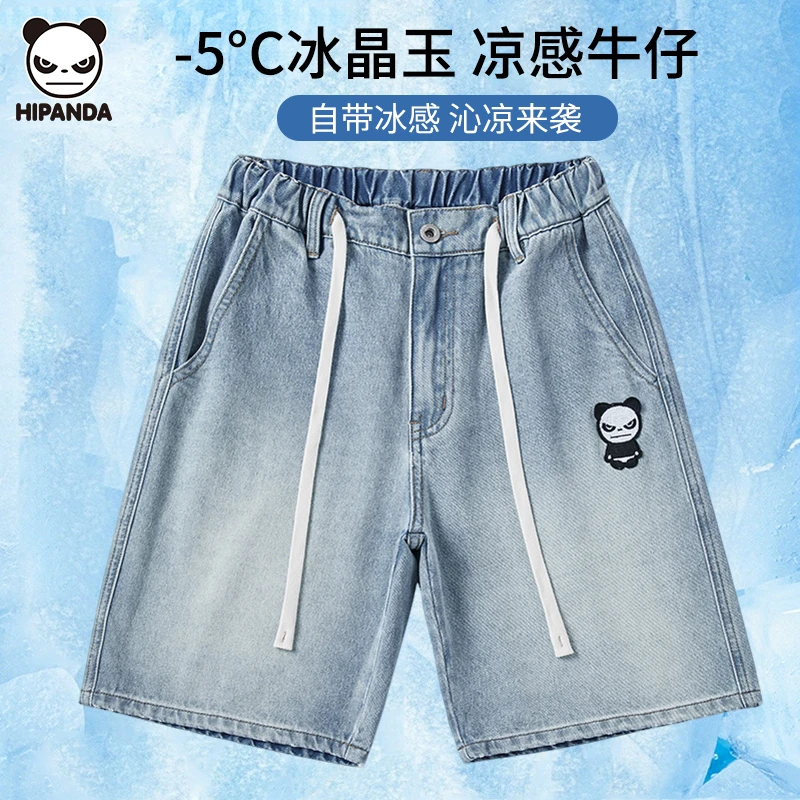 HiPanda夏季薄款高档牛仔短裤男宽松舒适透气直筒休闲五分裤男潮