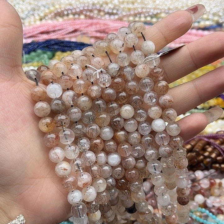 玛瑙/玉髓珠宝半成品未镶嵌一条8mm左右黑晶超七