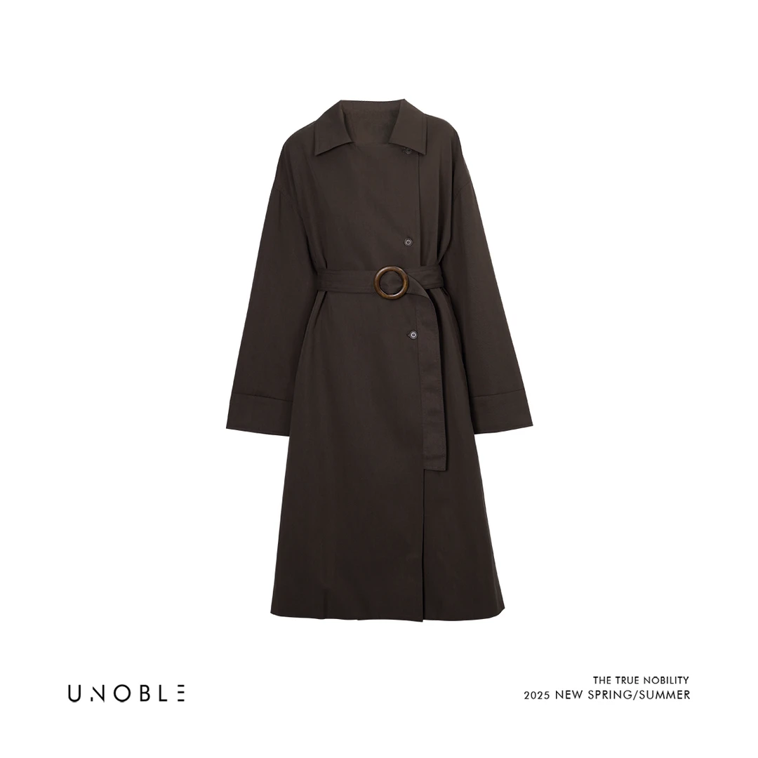 HD【斯伯港】设计款撞色风衣中长款 秋季新品 UNF25301604