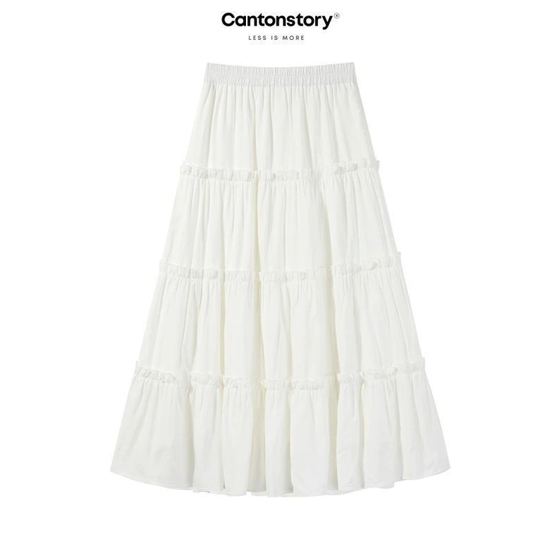 韩版长裙温柔风白色半身裙女2025夏季新款高腰显瘦气质a字蛋糕裙