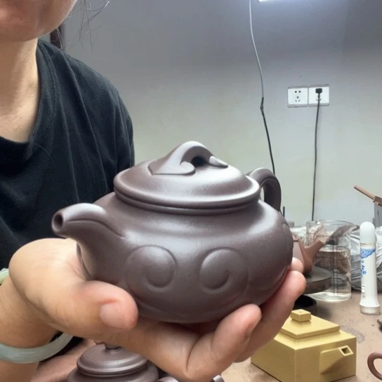 茶壶紫砂乐天青紫泥