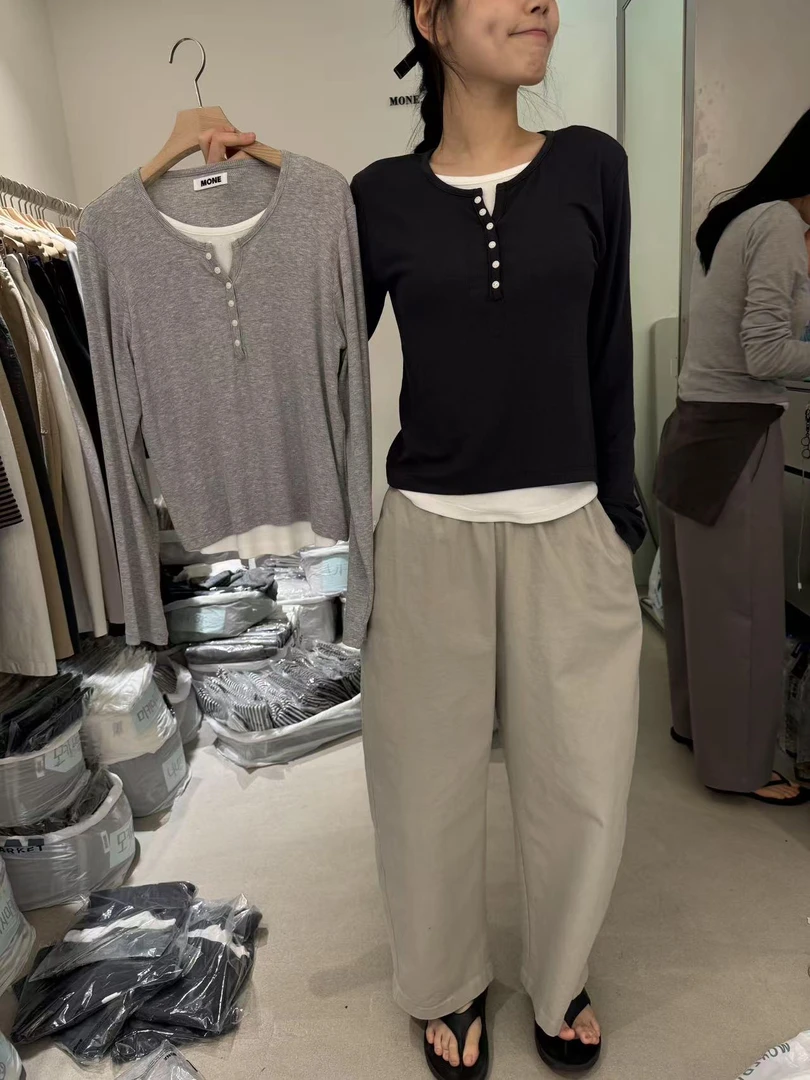 韩国 pe 家假两件上衣 T 恤（no7）2300122