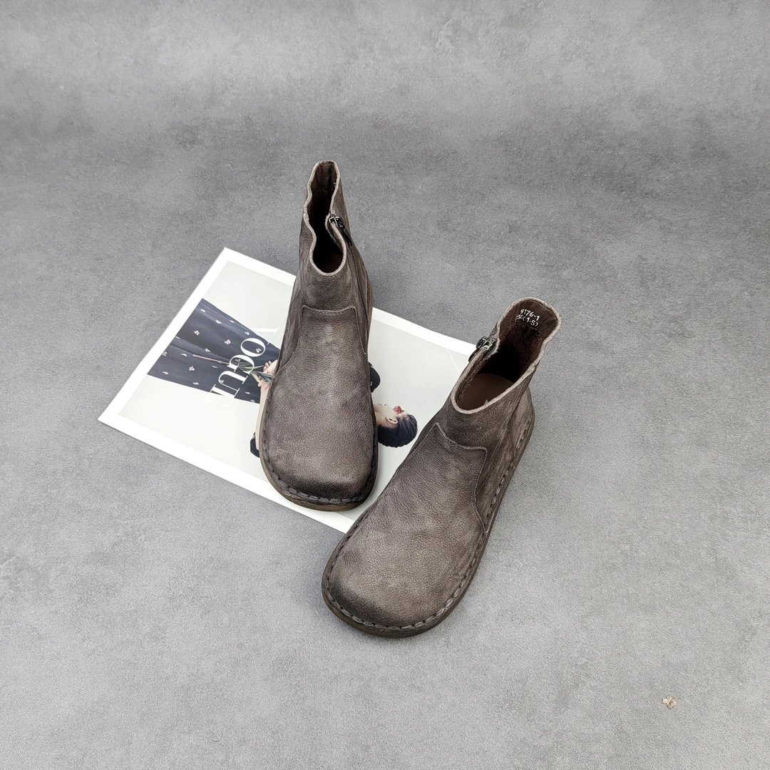 秋冬新款中帮时尚百搭女士平底舒适博肯鞋复古中帮女鞋-9176-1