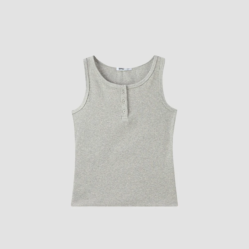 SPAO韩国同款2025夏季新款休闲纯色百搭修身显瘦背心女SPRNF24G99