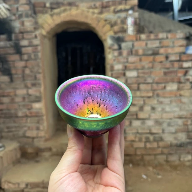 开窑现场七彩妖妃建盏茶器主人杯