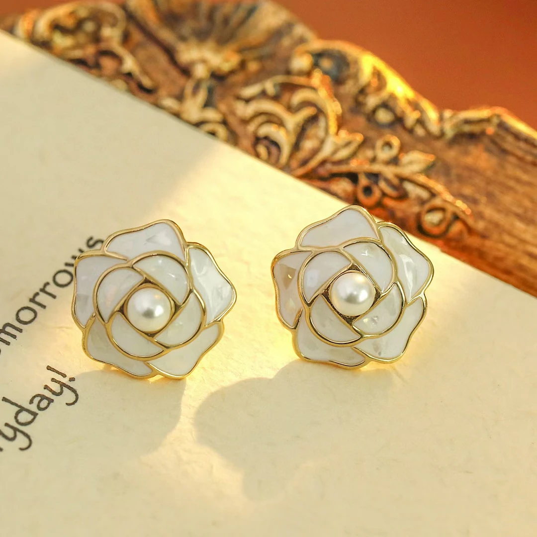 铜合金耳饰 e349---气质百搭洋气珐琅经典耳钉