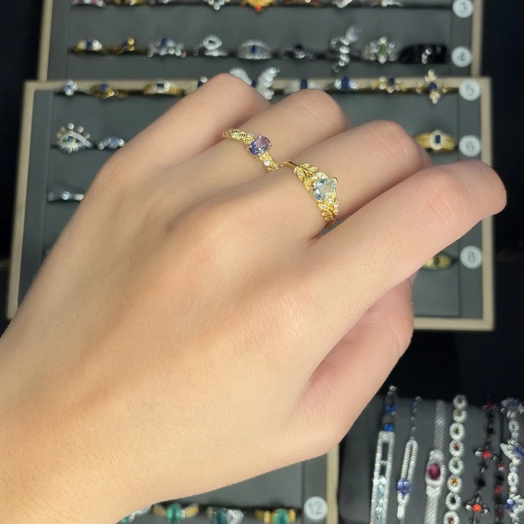 海蓝宝石戒圈银S925镶嵌喜*～拍六份