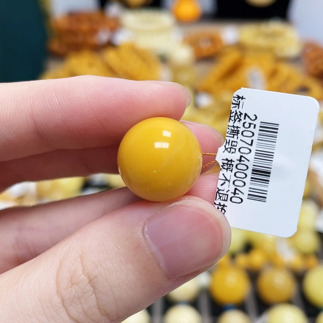未镶嵌蜜蜡珠宝奇石圆珠鸡油黄15m m