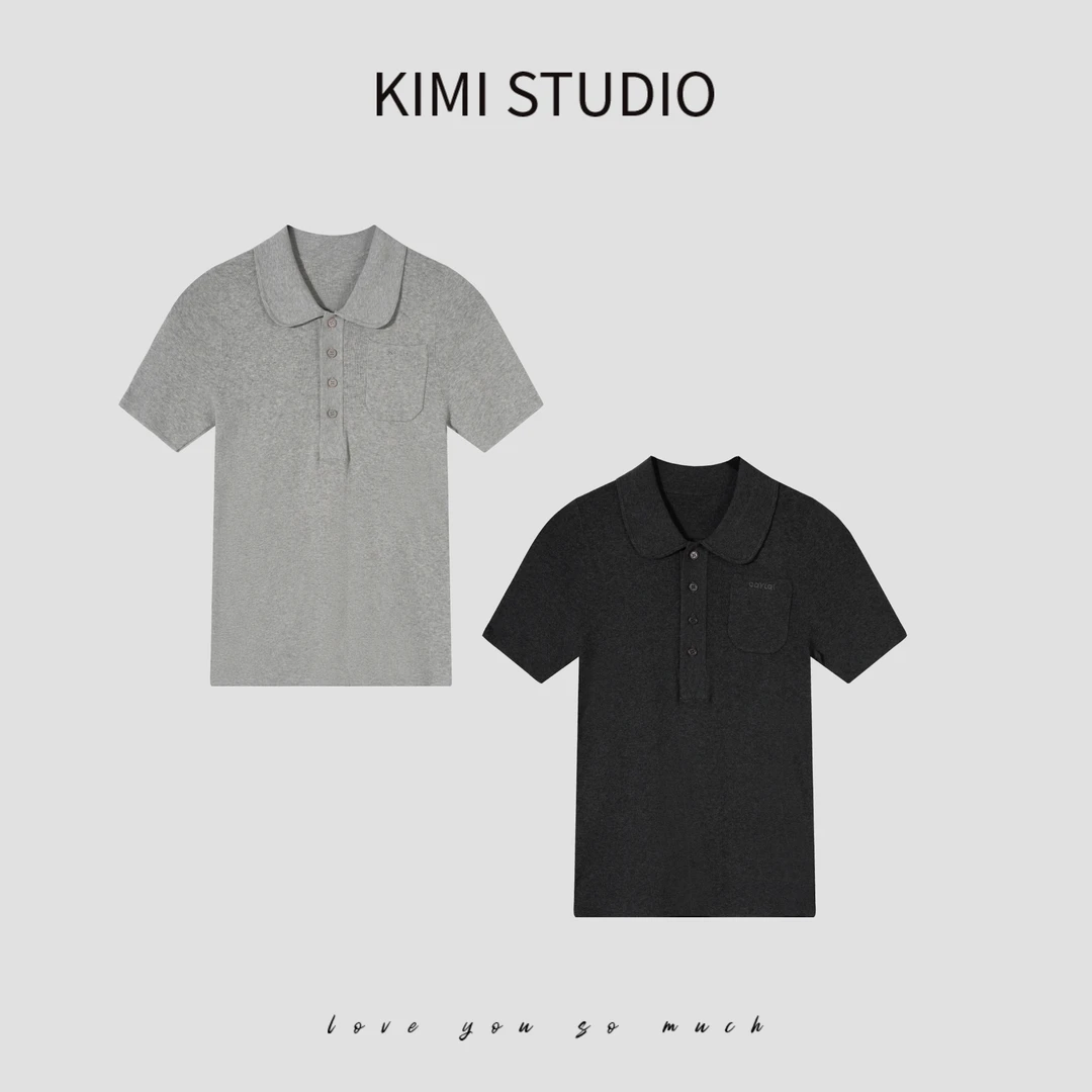 SS251056  100棉圆角polo领短袖针织上衣