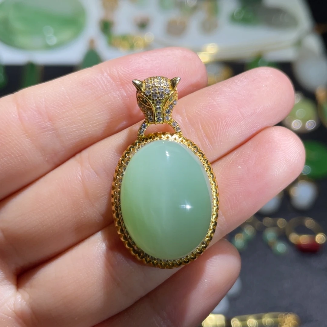 和田玉银S925镶嵌颈饰