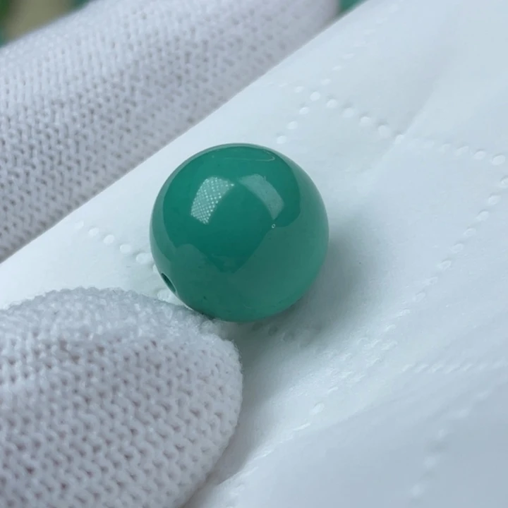 高瓷深绿14mm圆珠全品