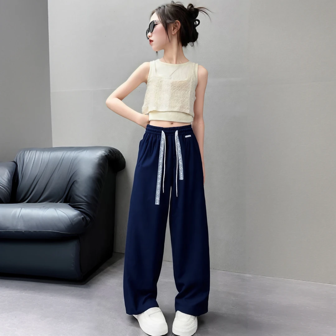 早秋新款女童休闲裤子中大童春秋潮童百搭休闲长裤zb5972简约童品