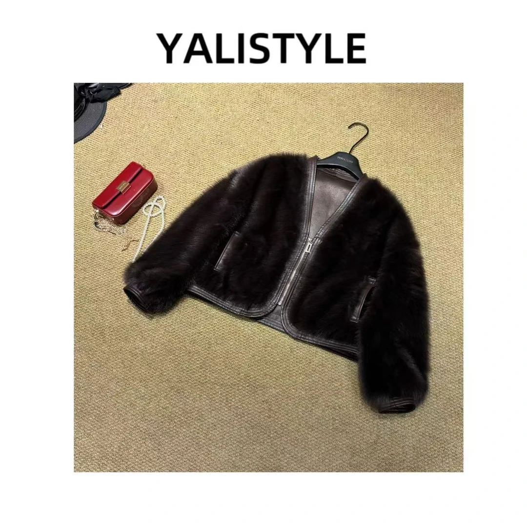 YL STUDIO 【云顶！】V领拉链拼接撞色外套-6884