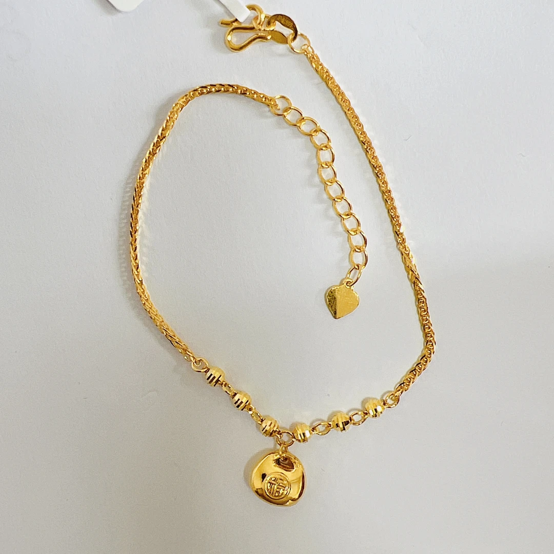 足金999爆闪珠小胖福手链闪亮仙女时尚国潮