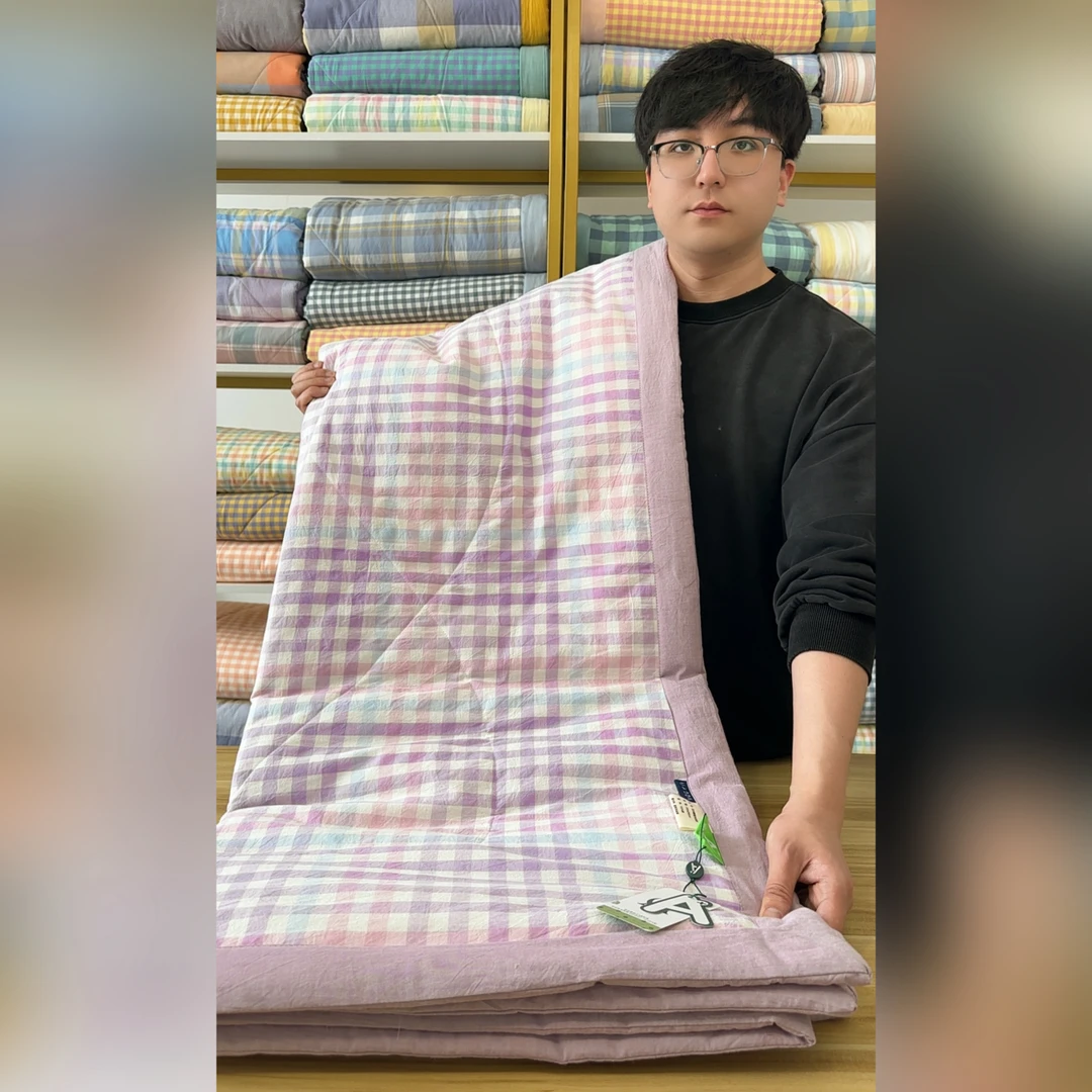 【100%全棉-儿童被】色织棉纱夏被夏凉被纯棉全棉夏季空调被儿童被