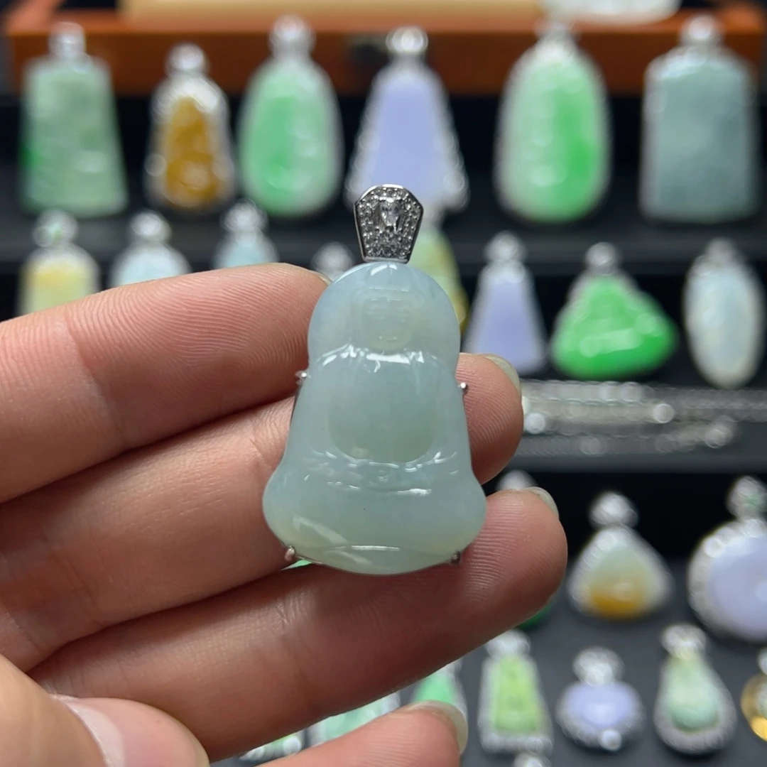 颈饰银S925镶嵌翡翠天然翡翠a货