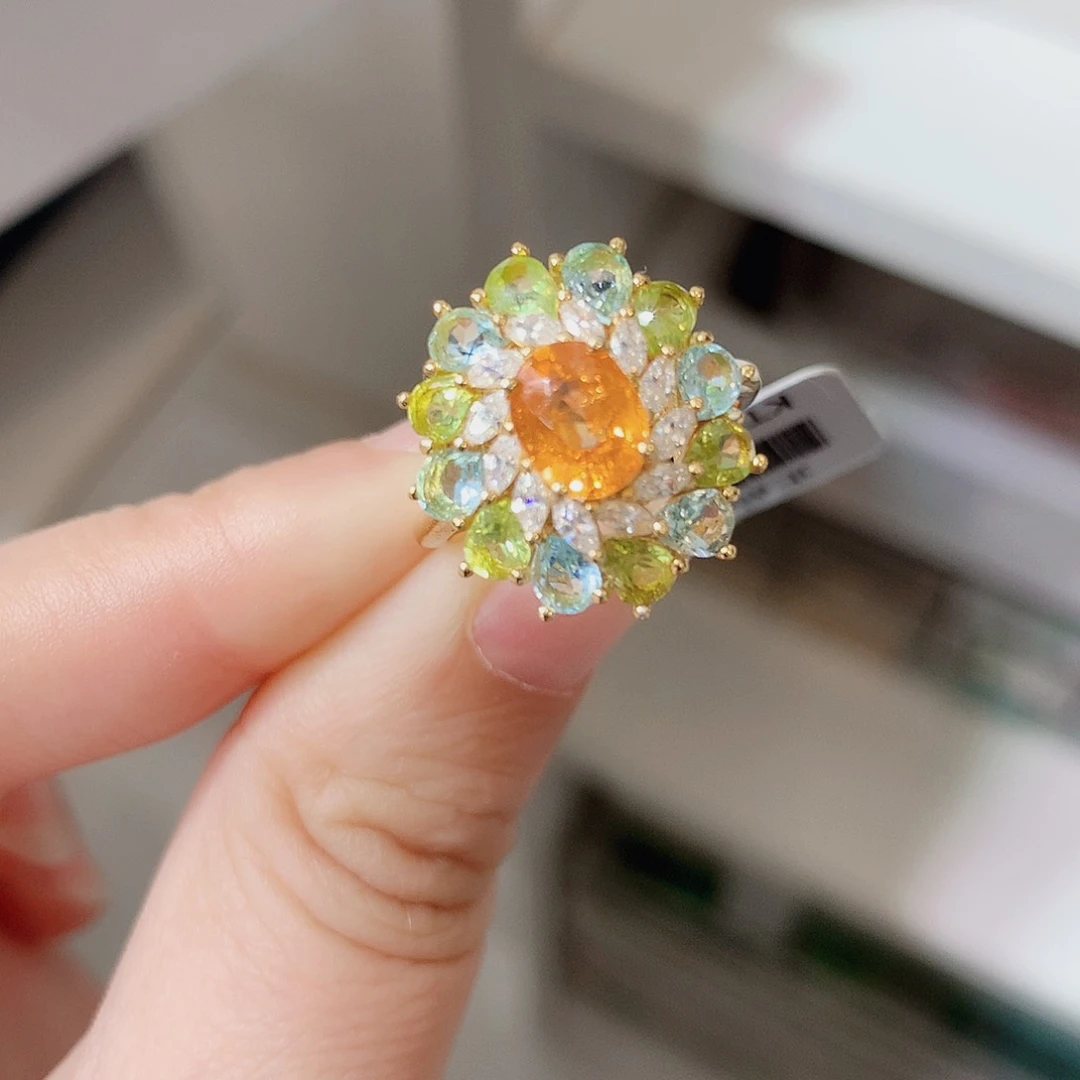石榴石（芬达石）戒指银S925镶嵌