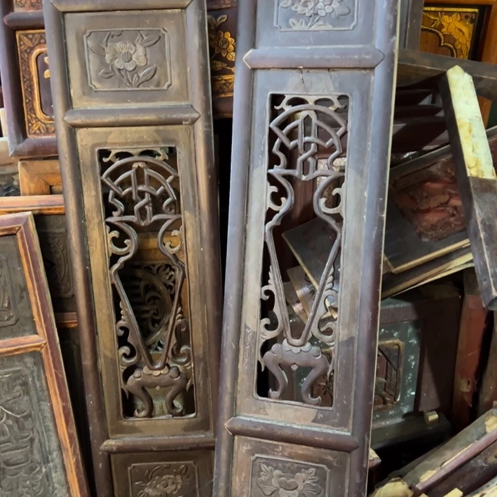 【闪购商品】香榧木往**风老木雕花板艺术一对