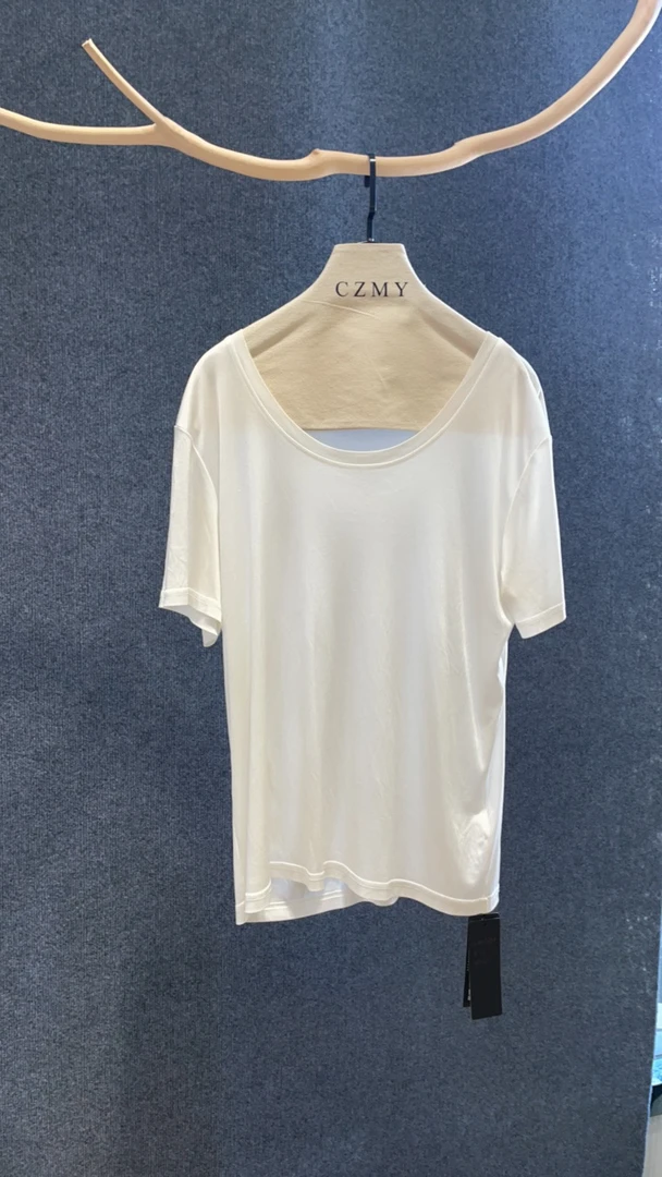 纯色短袖女士凉感短款女士T恤圆领修身