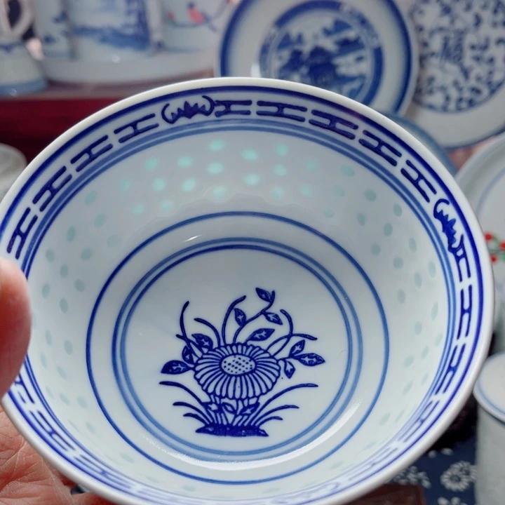 青花玲珑5寸饭碗兰花