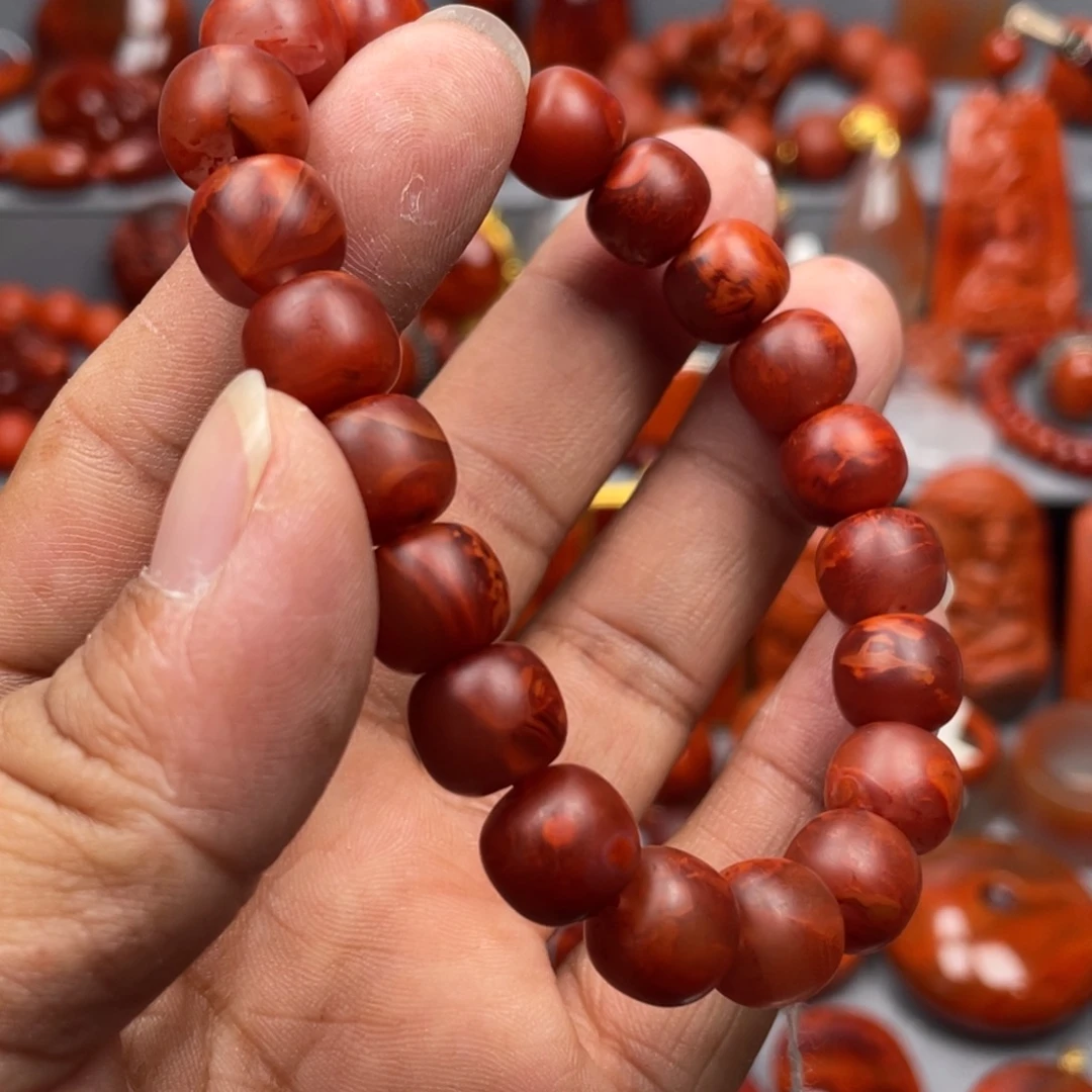 南红玛瑙未镶嵌珠宝奇石单圈10