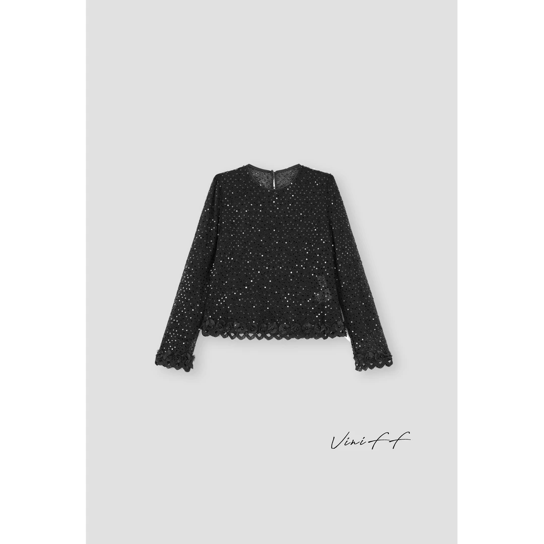 ViniFF薇妮｜2025S/S 【反季】 236「闪片」长袖圆领打底衫WA5CX010