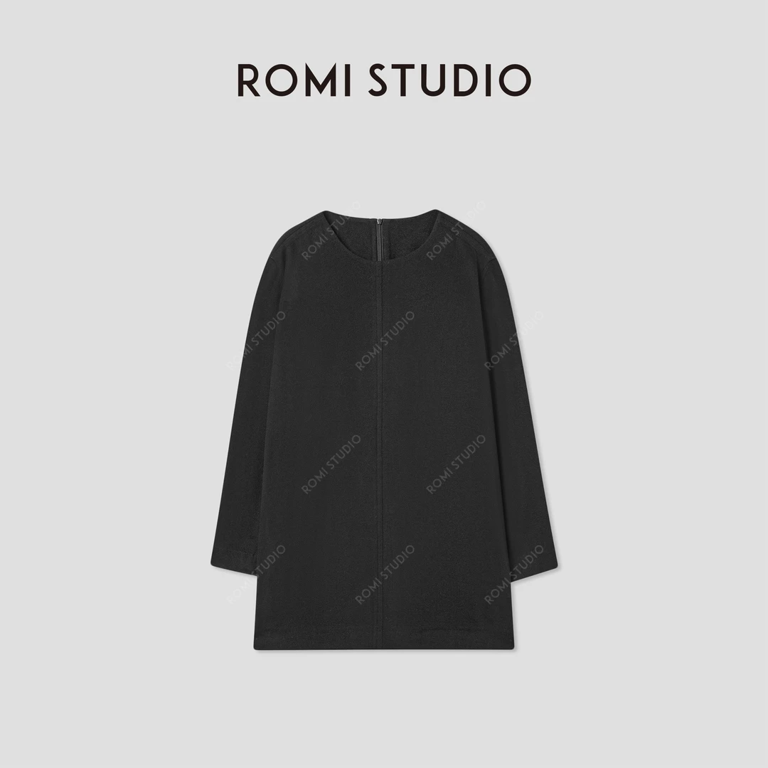 ROMI STUDIO“中式古韵”绵羊毛混纺软糯婉约淡雅连衣裙 RWCWL85210