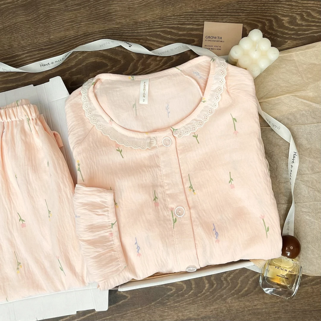 【夏季云朵棉带胸垫】月子服产后哺乳睡衣孕妇喂奶住院服家居服产妇