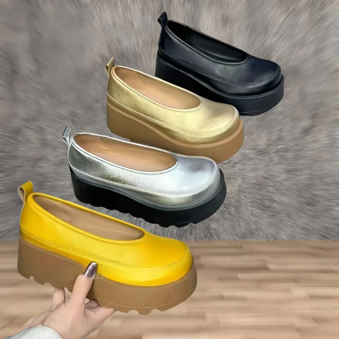 小个子厚底6CM秋2025春季新款皮面休闲时尚百搭厚底气质女鞋