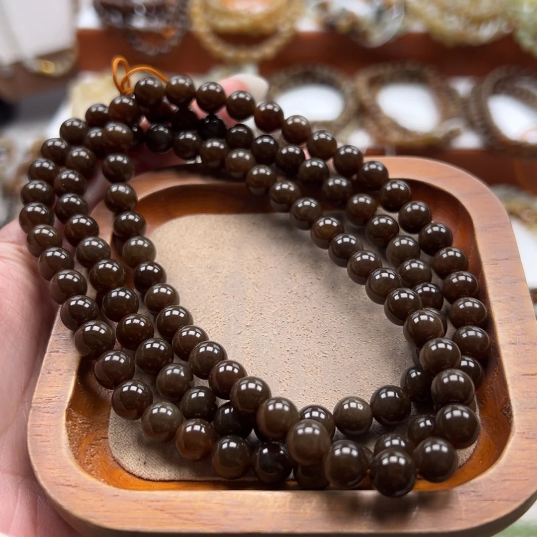 毛衣链未镶嵌和田玉珠串8mm