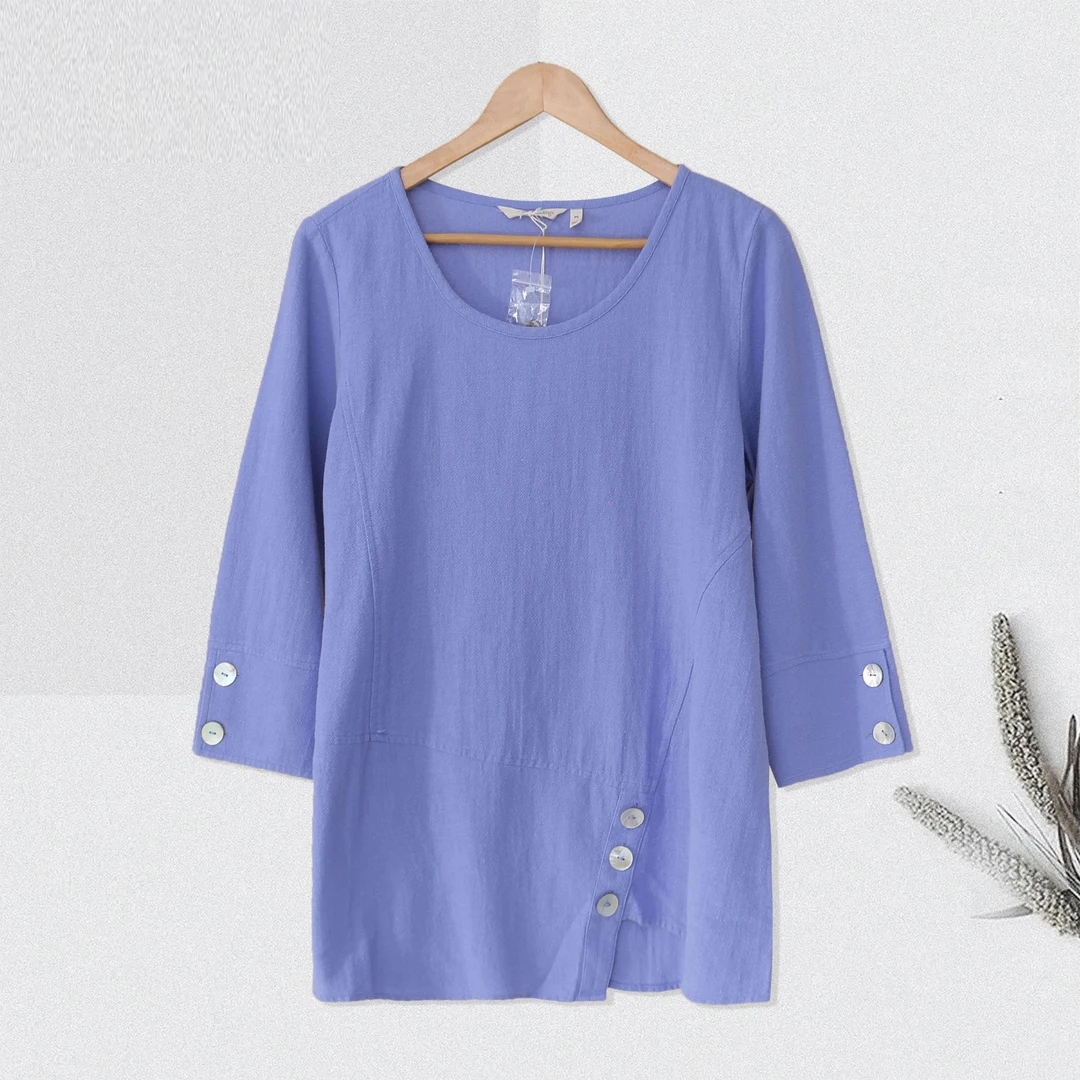 夏款女士纯棉衬衫圆领七分袖上衣简约时尚百搭BB0316舒适透气