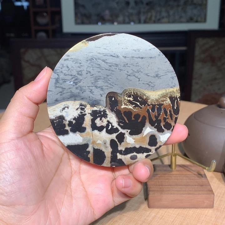 ，广西国画石茶杯垫，收藏观赏