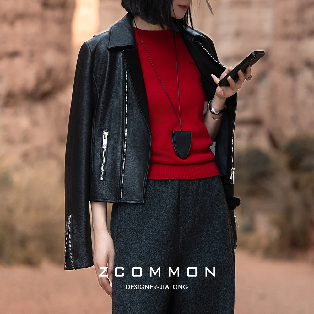 Z common皮衣外套女羊皮真皮外套经典款机车短款 2107088