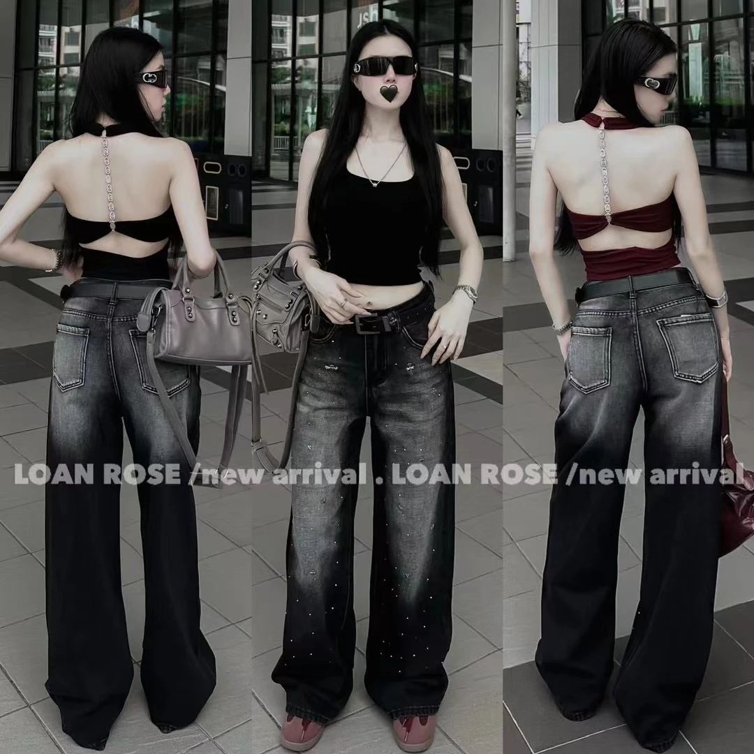 贝雪儿  新款时尚洋气重工渐变牛仔裤#9229