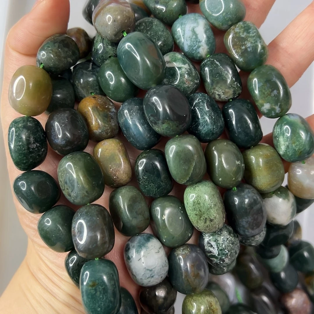 玛瑙/玉髓合金珠宝半成品，卡12x17水草玛瑙块一条