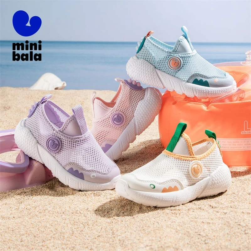 迷你巴拉巴拉童鞋透气轻便小鱼鞋子女童运动凉鞋软底防滑运动鞋