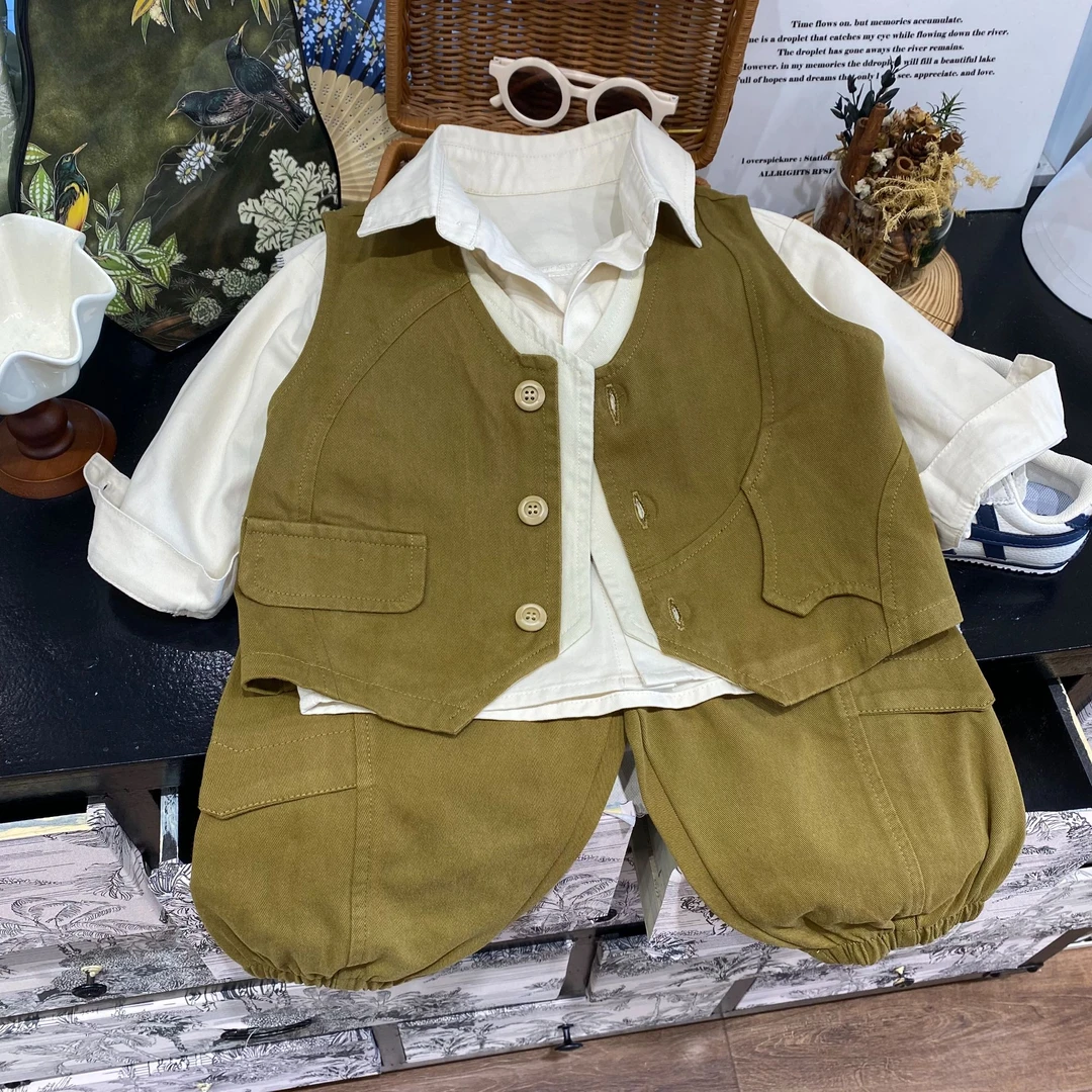 【星辰】儿童新款洋气时尚休闲帅气春款中小童三件套套装24K09