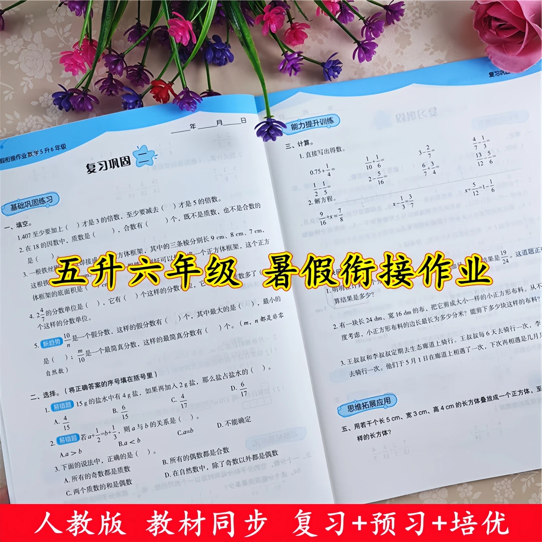 暑假衔接五年级升六年级暑假作业全套人教版语文数学暑假复习预习