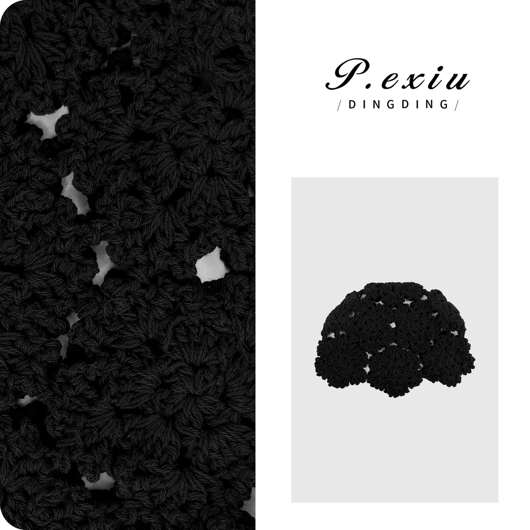 【太太帽】手工钩花镂空花花包头针织帽 CF2505