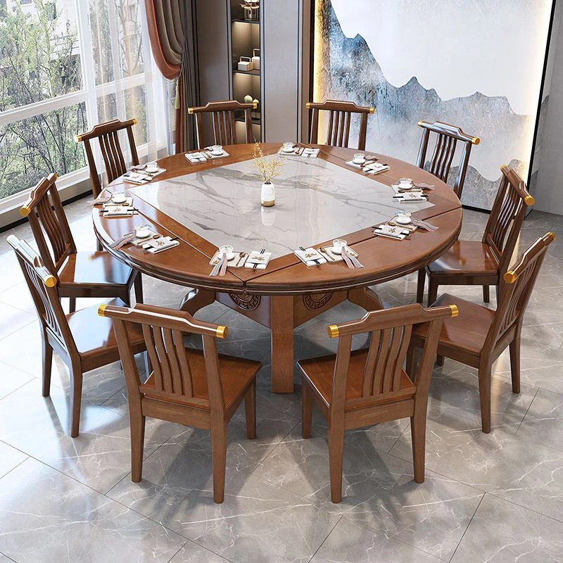 2025新款岩板方圆两用餐桌椅小户型家用圆形正方形可折叠伸缩餐桌