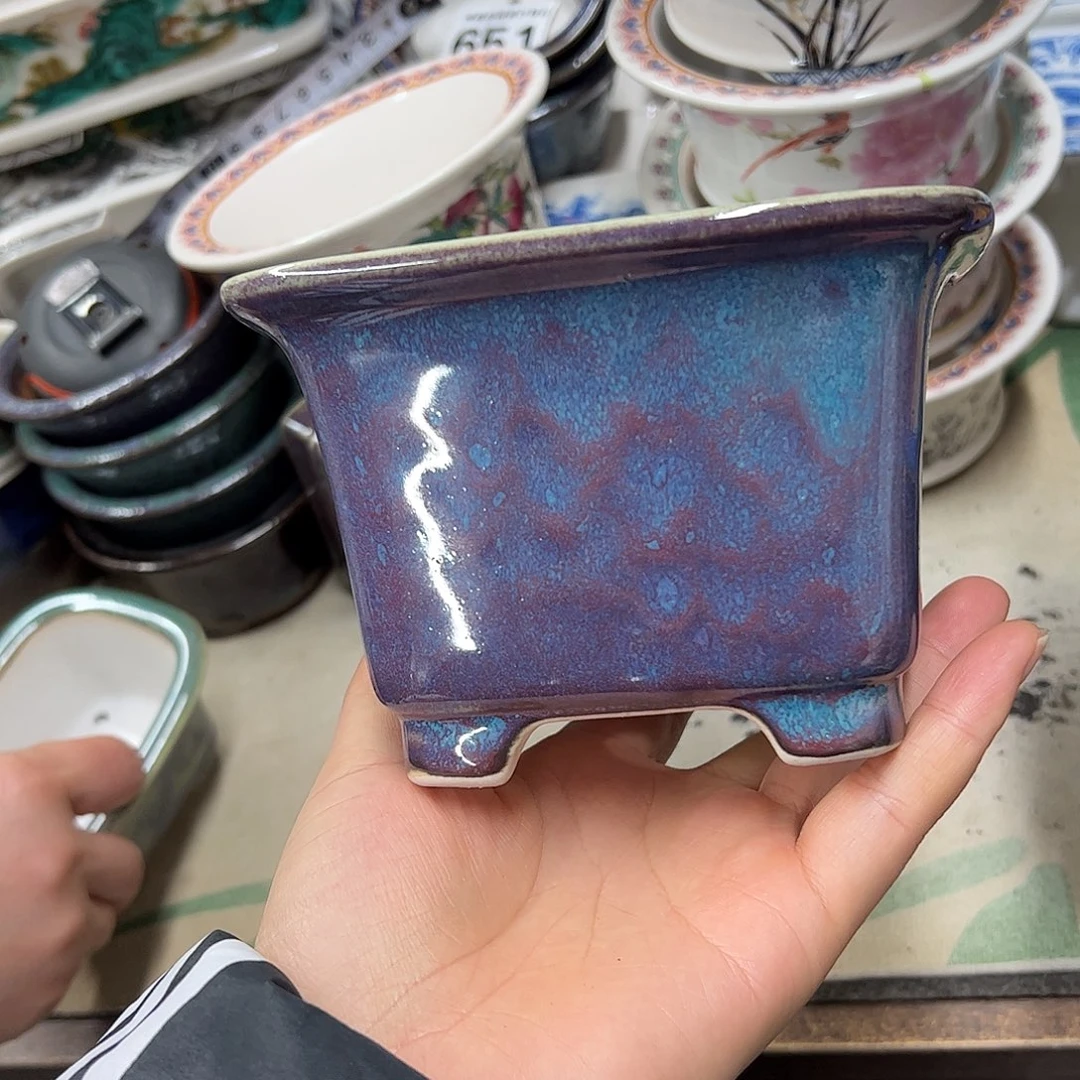 紫砂花盆787号瑕疵13/9cm窑变