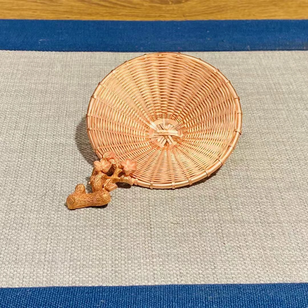 紫铜茶漏 编织茶漏 手工编织口径8厘米 茶道配件 紫铜工艺品